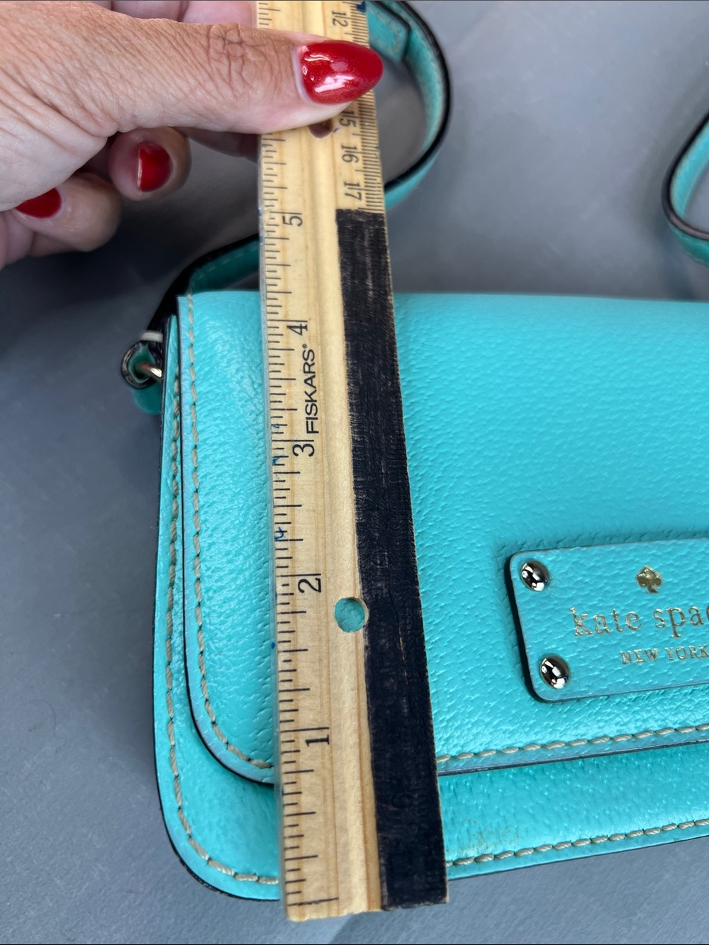 Kate Spade, teal structured Crossbody with adjustable strap - Picture 14 of 14